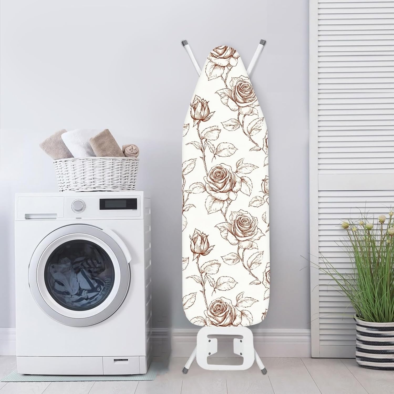 Iron Board Cover with Padding Standard Size Rose Light Yellow Padded Ironing Board Covers 15x54 Heat Reflective Extra Thick Wide Non Stick Scorch and Stain Resistant Heatproof