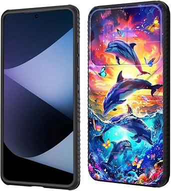 for Galaxy A36 5G/A56 5G Case Built in Slide Camera Lens Cover,Heavy Duty Shockproof Protection Dual Layer Case for Samsung Galaxy A36 5G/A56 5G 6.7" 2025,Dolphins and Butterflies