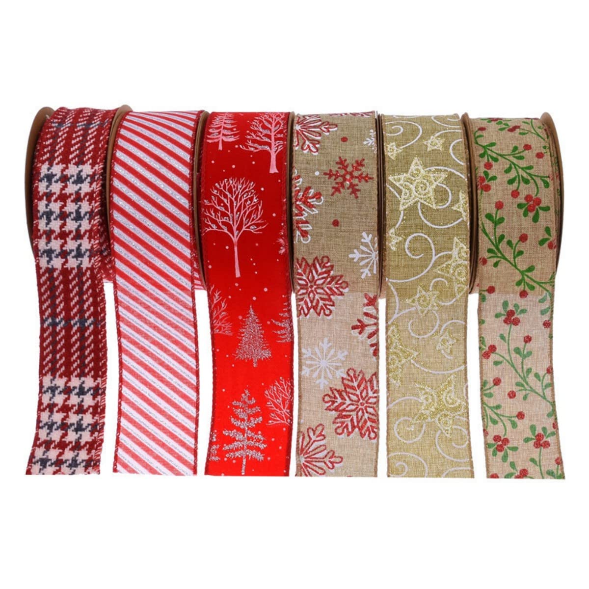 Geschenkband, Geschenkband für Weihnachten, 5 mm Sackleinen-Drahtband, Drahtkantenband, Weihnachts-Drahtband, Sackleinenband, Bauernhaus-Bastelband, DIY-Stoffband for Geschenkverpackung, Weihnachtsdek