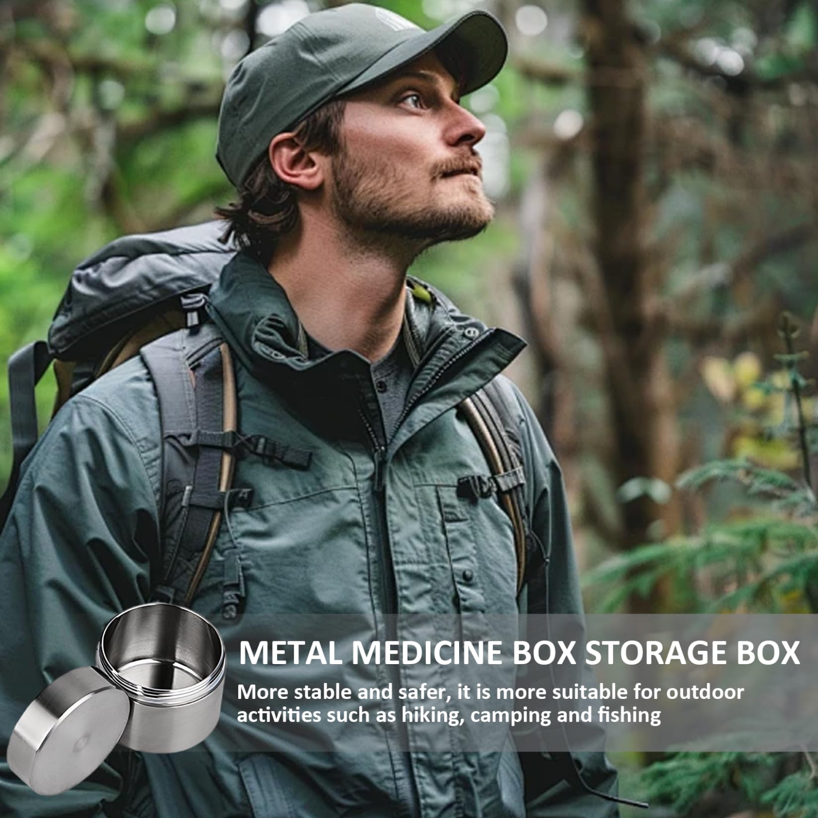 Organizador de pastillas de Metal de acero inoxidable, pastillero impermeable para uso diario, estuche pequeño para bolsillo EDC, L..