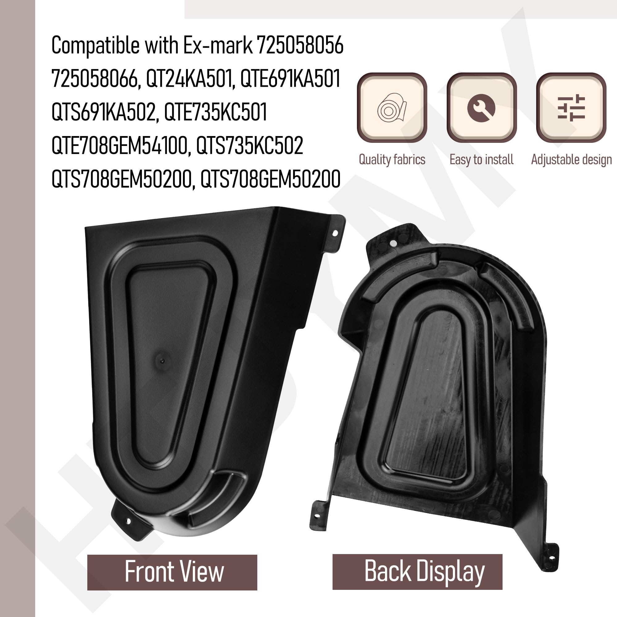 Paquete de 2 fundas para cinturón de cubierta 108-7890 de 50 pulgadas, color negro, compatible con Toro 74370, 74372, 74373, 74374, 74375 y Ex-Mark Quest E S Series QT24KA501, QTE691KA501,