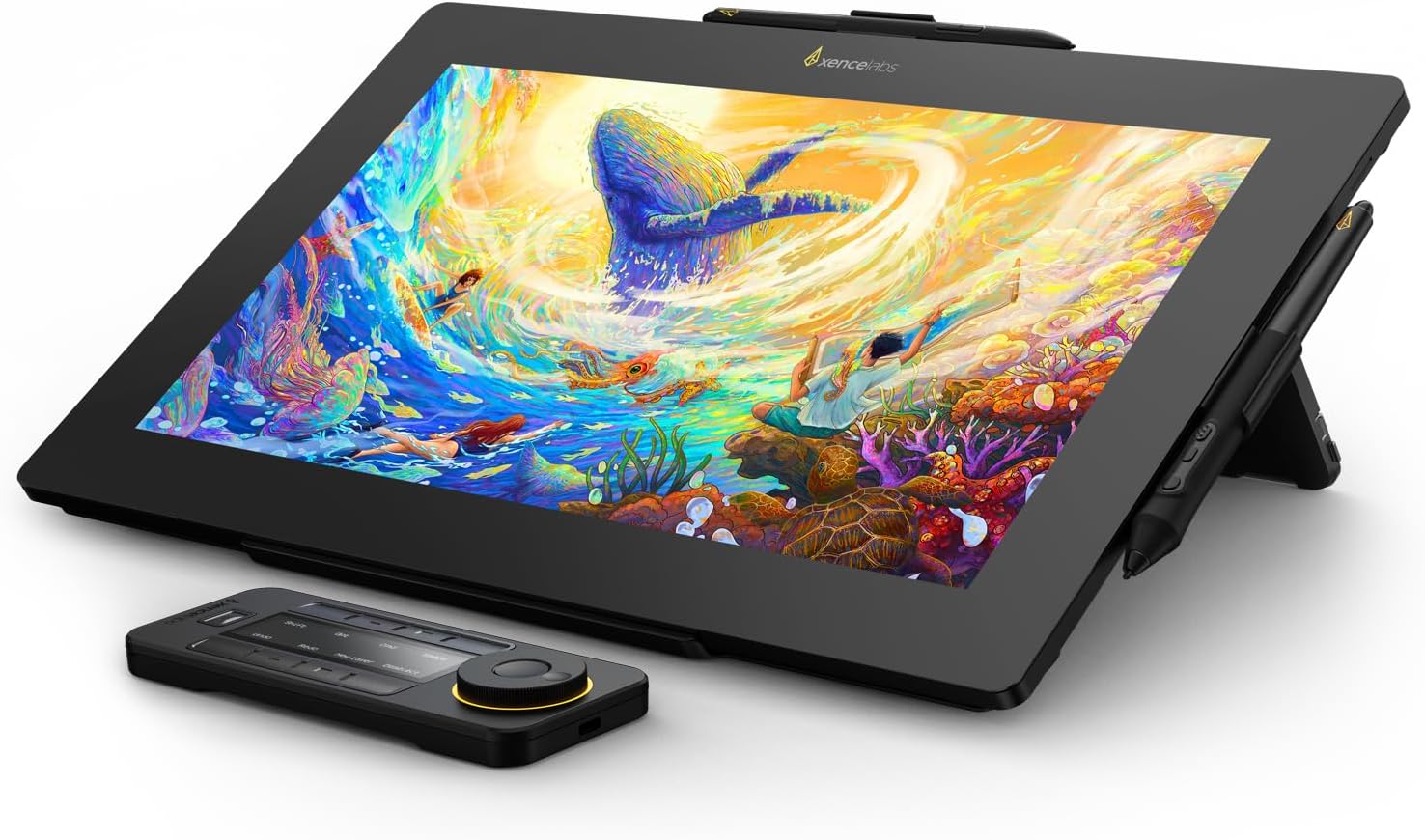 Xencelabs Pen Display 16 Bundle with Quick Keys, 16" 4K OLED Portable Drawing Tablet with Screen Graphic Design Display with 2 Battery-Free Pens for Win/Win-ARM/macOS/Linux, Black