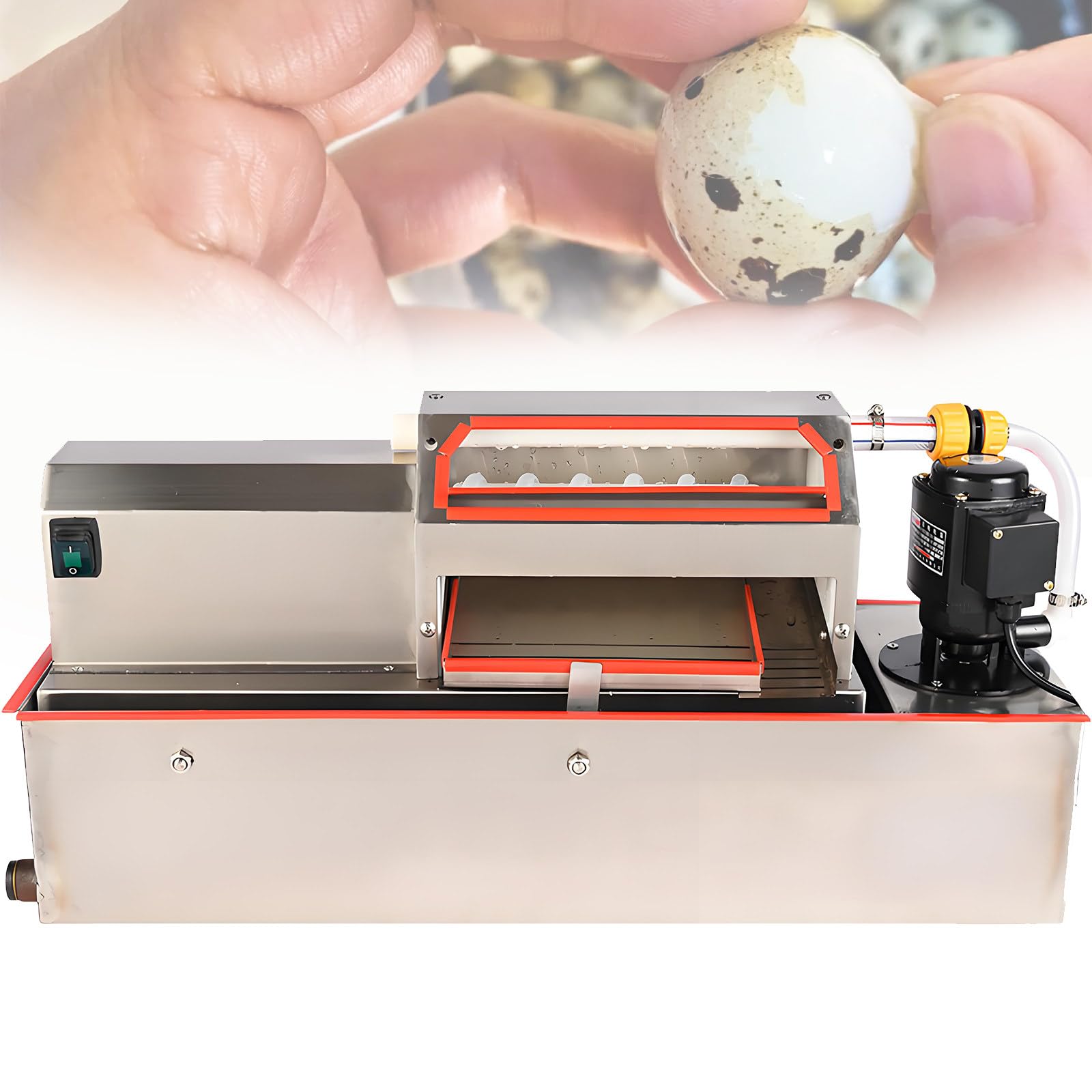 Máquina peladora automática de huevos de codorniz, 25 W, 70 kg/h, con circulación de agua, compacta para procesamiento de huevos hervidos