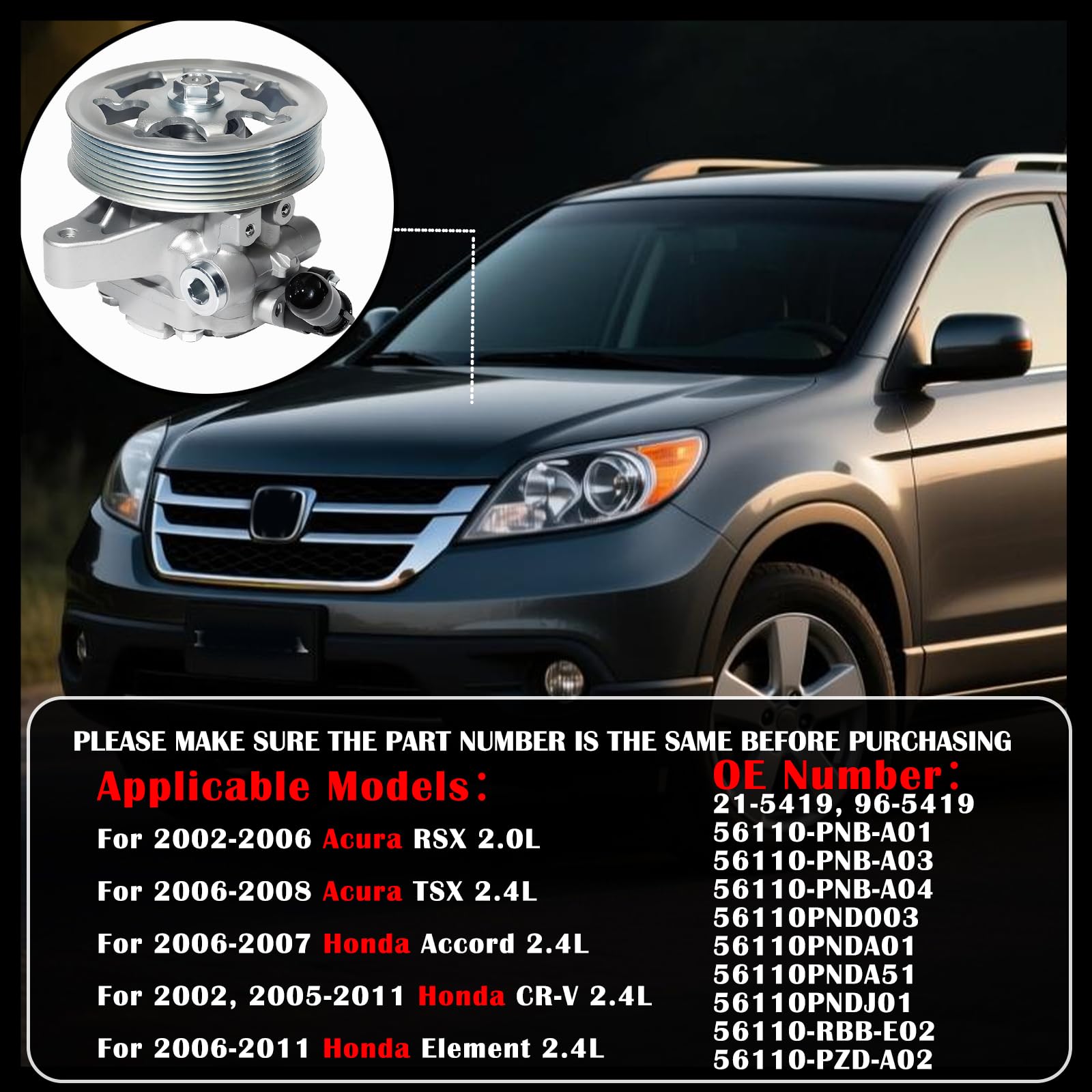 Amazon.com: Power Steering Pump with Pulley 21-5419 | Fits for