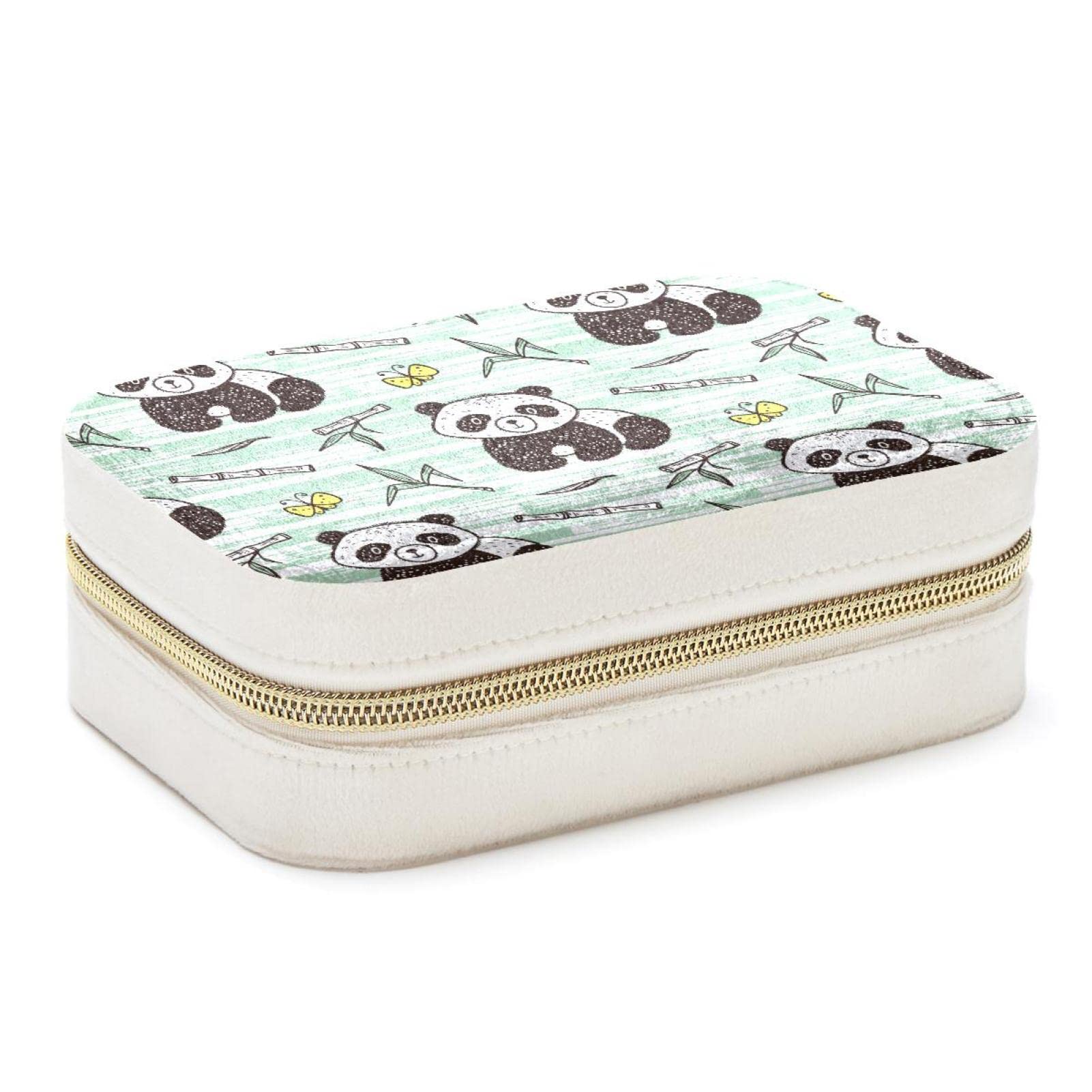 Boîte à bijoux en bambou panda et papillon pour bagues et colliers