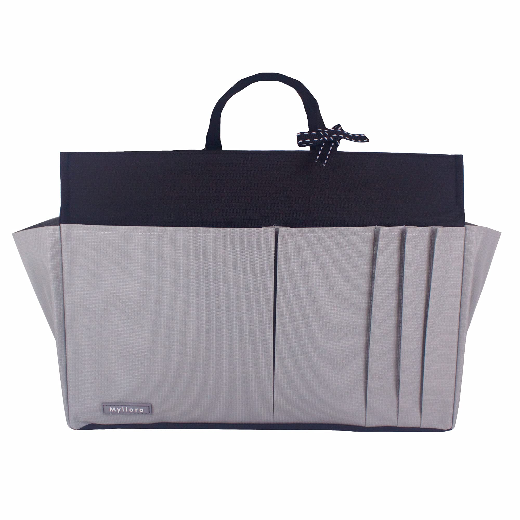 MylioraBag Organiser with Keyclip, Waterproof & Sturdy, 11 Compartments, Medium Size, BLACK GREY