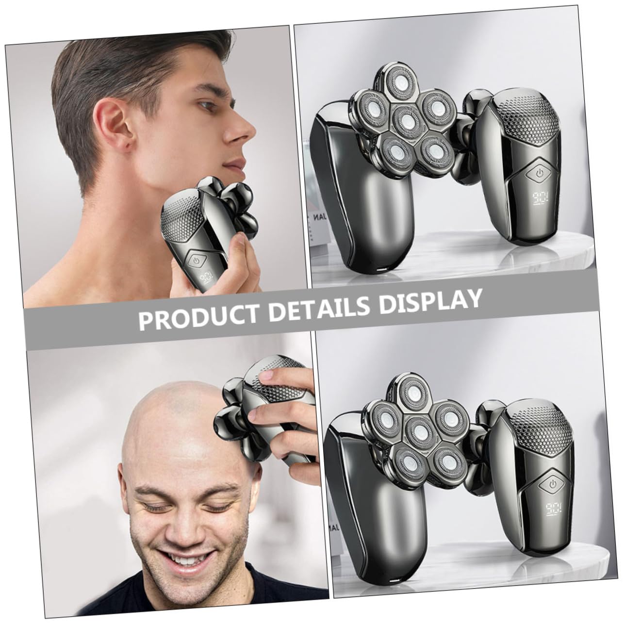 Rasoio Elettrico Uomo a Sei Testine Argento, Abs, Waterproof | Uso Domestico e Campeggio, Design Multifunzione, Soluzione Pratica per Rasatura Quotidiana