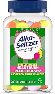 Alka-Seltzer Extra Strength Heartburn ReliefChews, Antacid for Fast Heartburn & Acid Indigestion Relief On the Go, 200 Ct