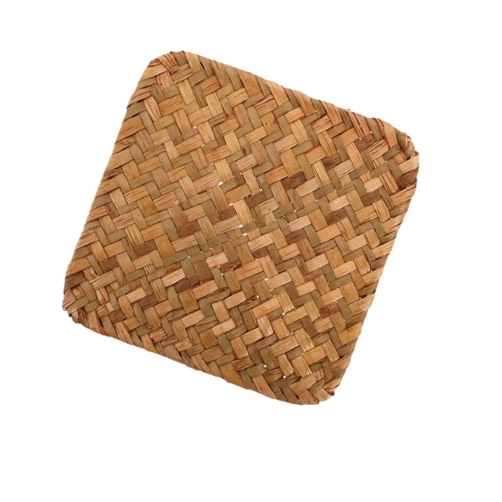 GrassWoven Placemat, 4 Pcs Woven Rattan Placemats Non Slip Heat 14 cm Square For Dining Home