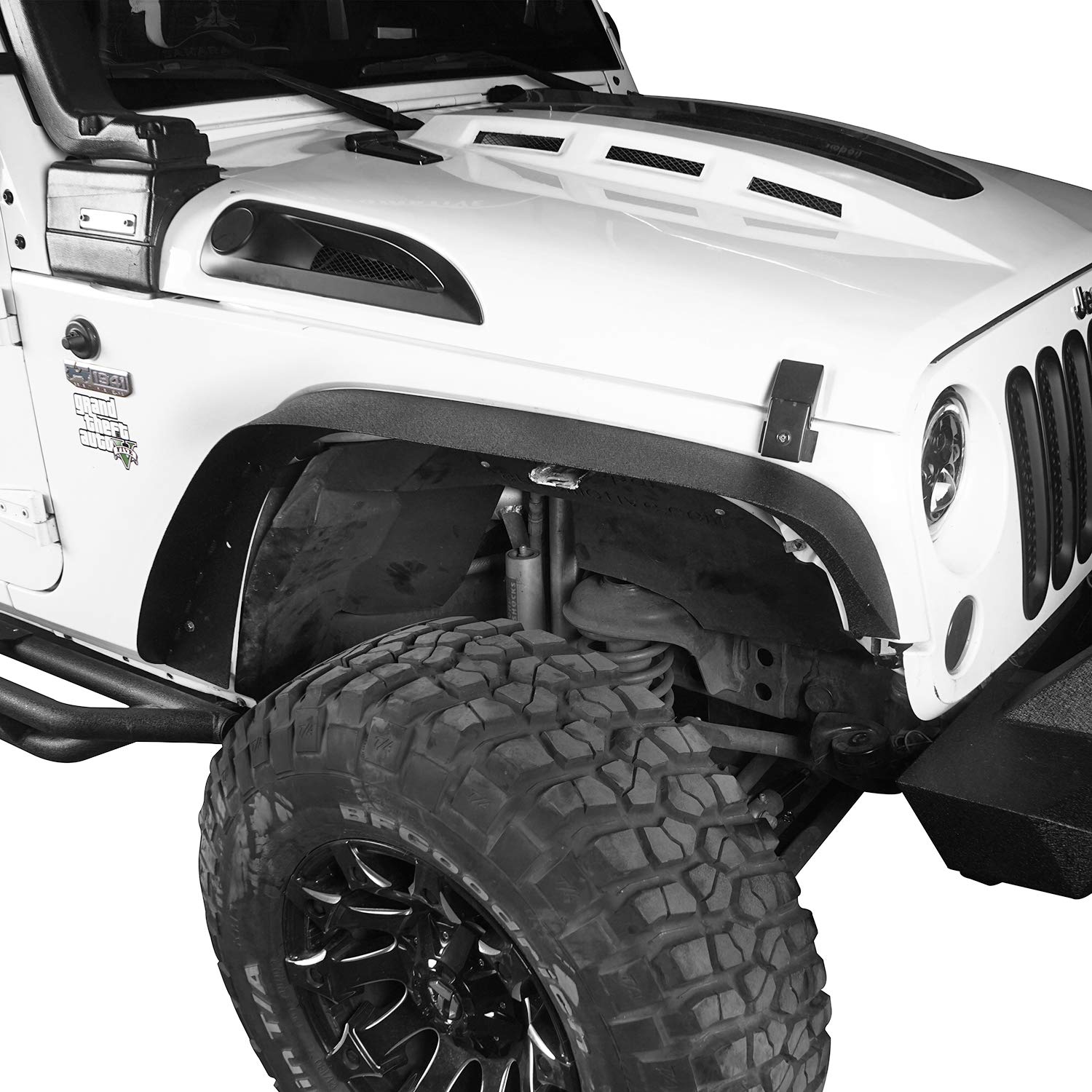 Hooke Road Wrangler JK Fender Flares, Front & Rear Steel Flat Rough