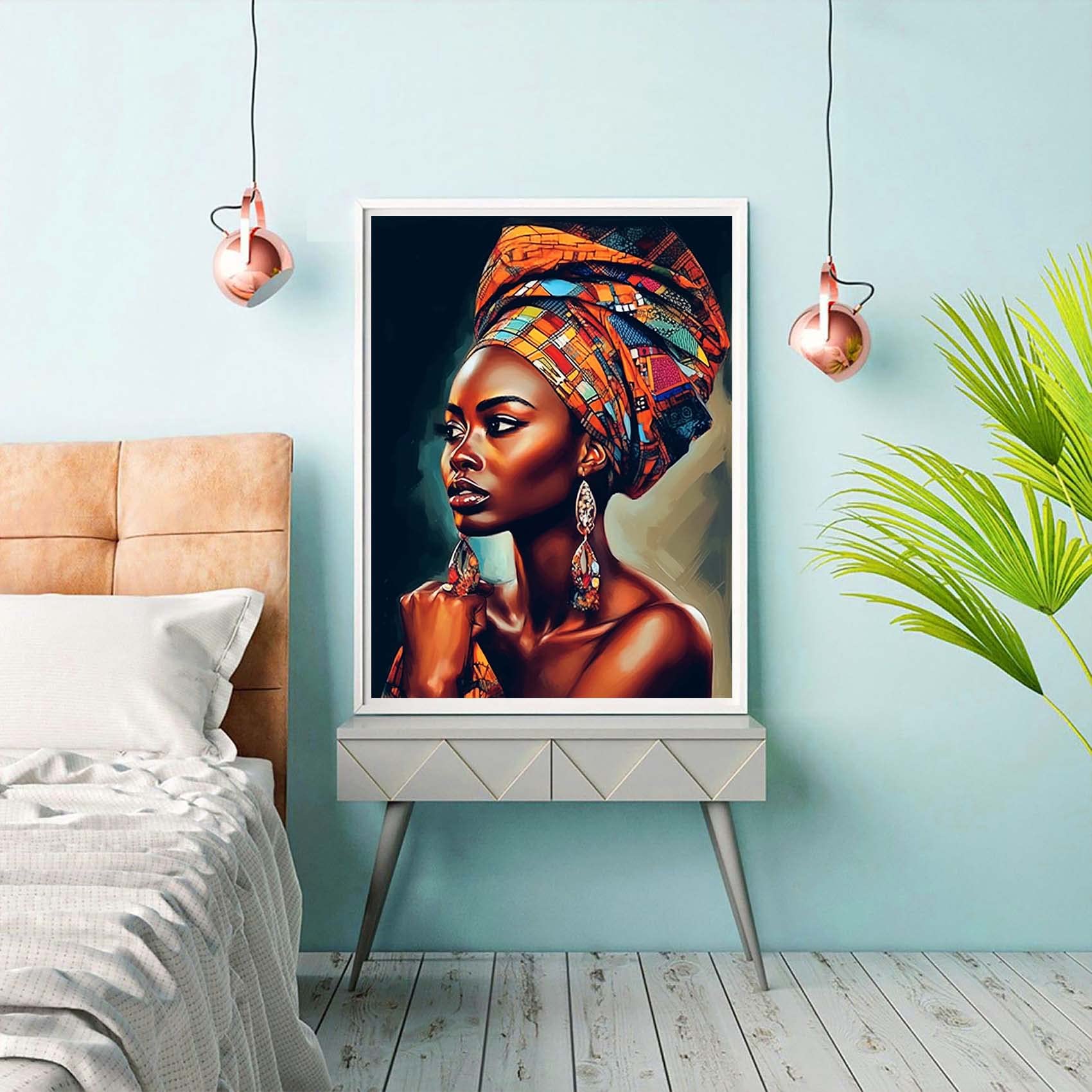 Reofrey DIY Donna Africana Diamond Painting Kit Trapano