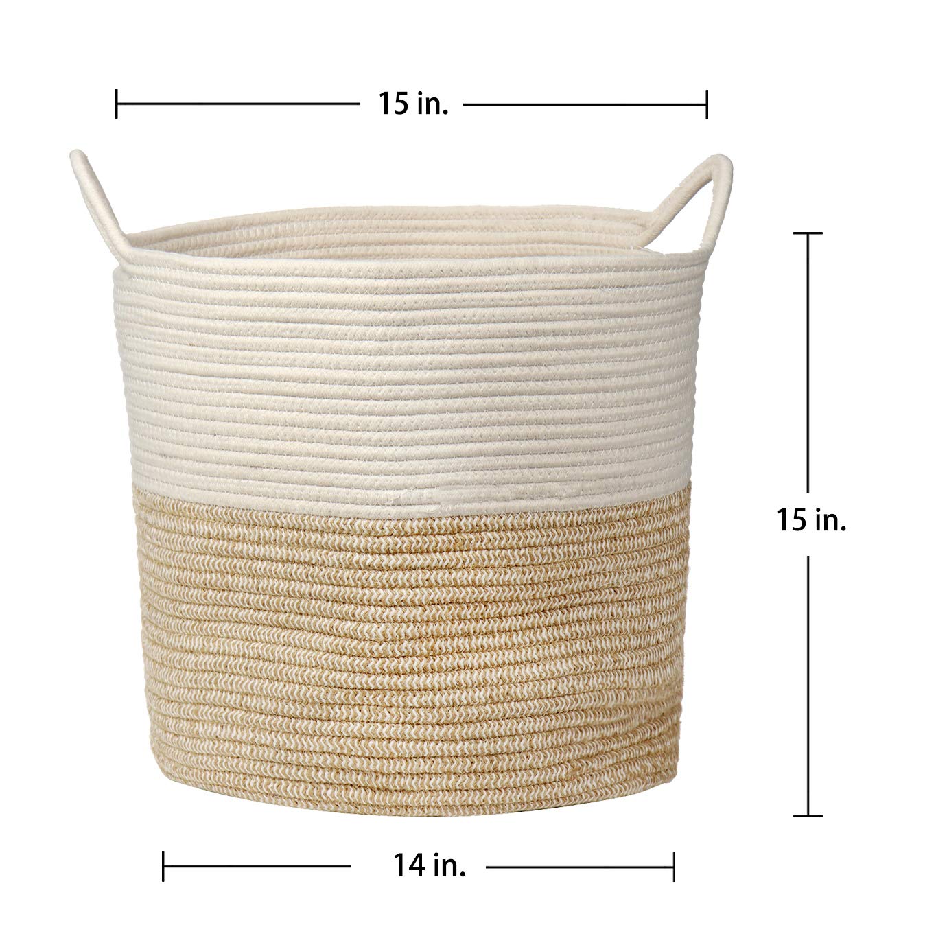 BBLTIFF Wäschekorb Aus Baumwolle Geflochten - 50L Großer Aufbewahrungskorb Mit Henkel