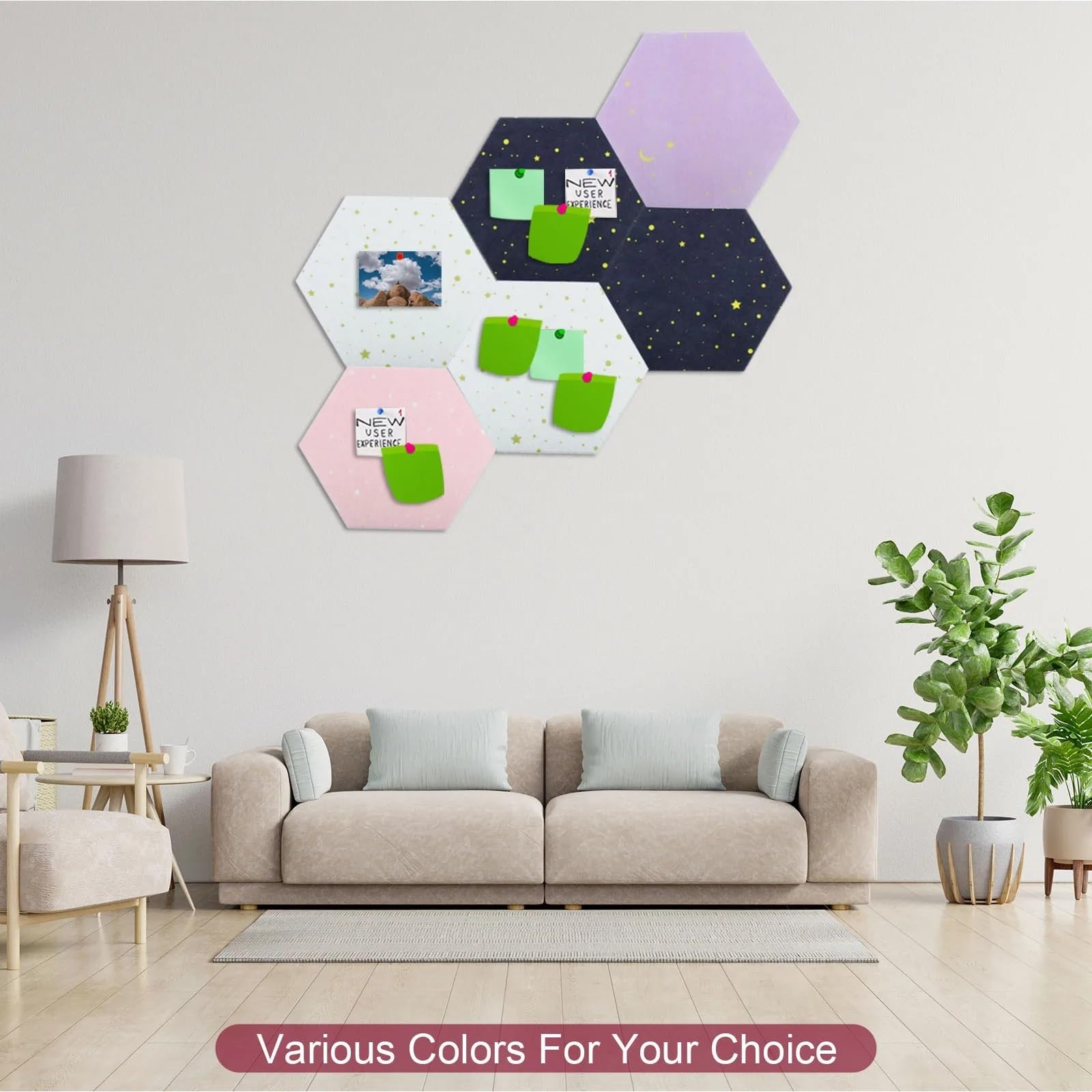 Tableau d'affichage en Feutre Lot de 4 Panneaux hexagonaux en Feutre, Panneau d'affichage ...(Purple 22x19cm)