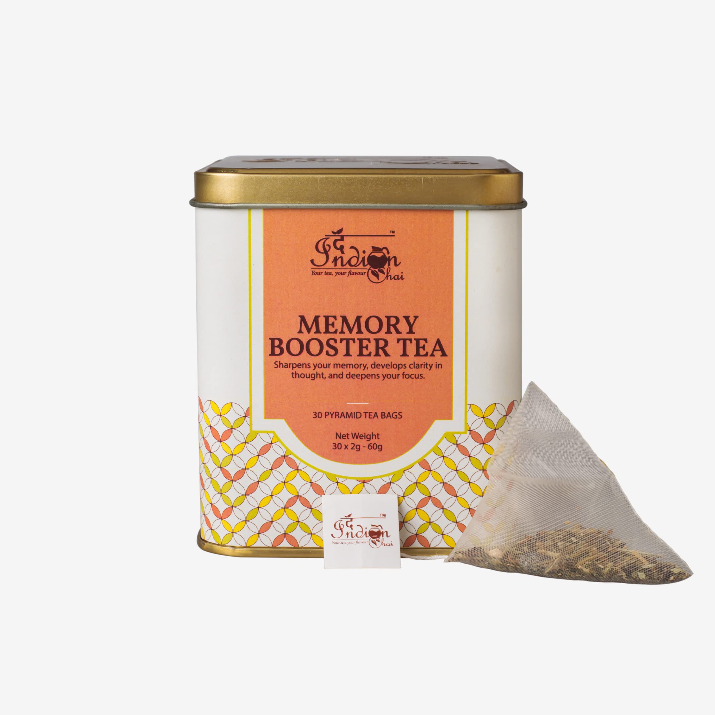 The Indian Chai - Memory Booster Tea 30 Pyramid Tea Bags with Brahmi, Ashwagandha, Red Clover, Sage etc. for Memory, Focus and Clarity (B09P8HCGPH) Amazon Price History, Amazon Price Tracker