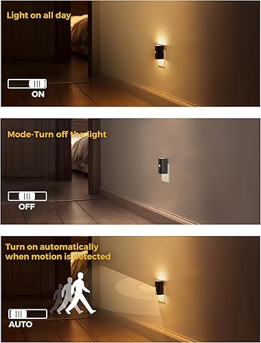 Miniatura 3 de L LOHAS LED Luz nocturna con sensor de movimiento enchufable a la pared, luz nocturna LED activada por movimiento, luz blanca cálida 3000 K, luz