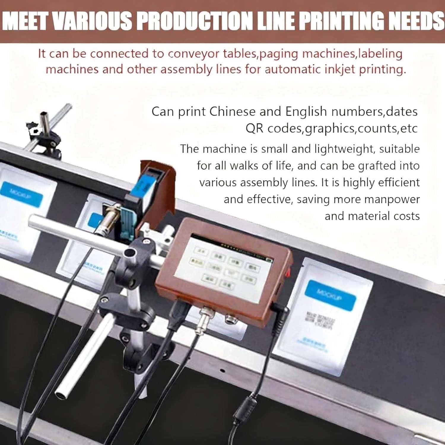 Codificadora De Inyección De Tinta Automática, Impresora De Inyección De Tinta Inteligente, Codificadora De Fechas para Códigos QR De Texto, Códigos De Barras, Números De Lote.(12.7mm)
