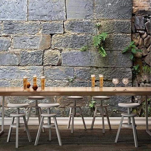 Papel Tapiz Fotográfico 3D Personalizado, Papel Tapiz Geométrico, Pared De Piedra 3D, Mural De Hojas, Bar, Sala De Estar, Decoración Del Hogar,250cmX175cm