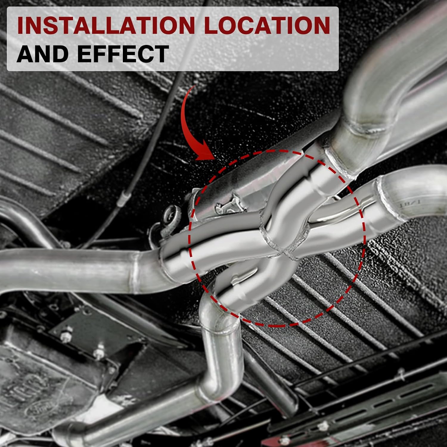 LCGP 2.25" Polished Exhaust X Pipe, Universal 2.25" In/Out Crossover X Pipe 12" Length Stainless Steel Weld-on