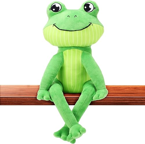 HyDren Peluche de rana verde de 17 pulgadas, suave y lindo peluche sentado con patas largas, decoración de sofá para el hogar, niños, niñas, regalos