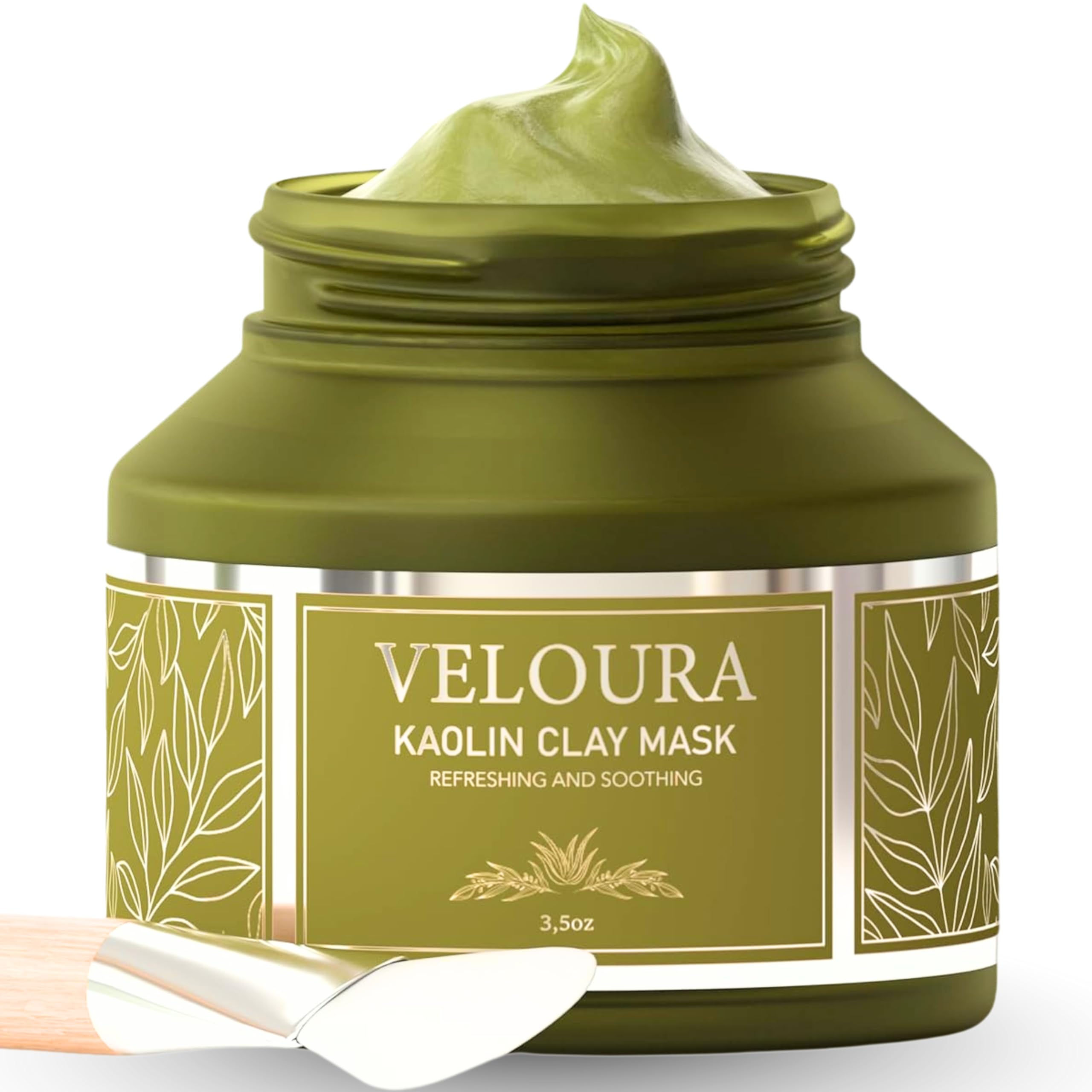 Green Tea Clay Face Mask for Men and Women by Veloura, Deep Cleansing and Hydrating Skincare with Niacinamide, Aloe Vera