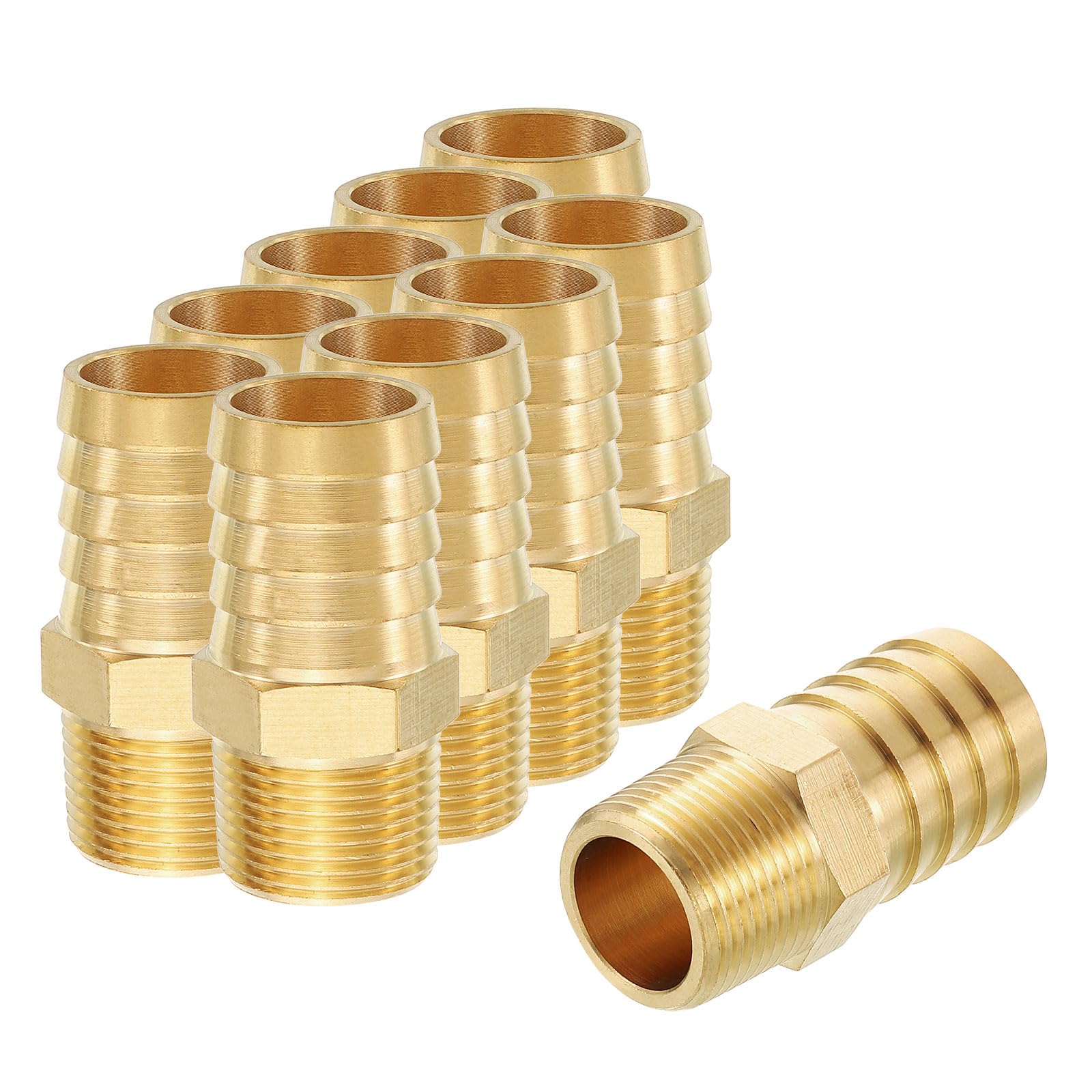 Rebower 10Pcs Brass Hose Barb to NPT Male Adapter 25.5mm Barb 15mm NPT Male