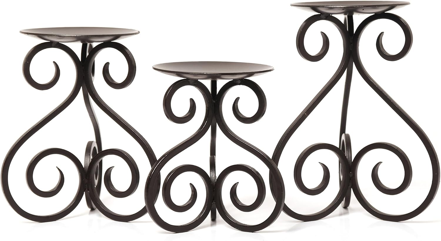 Hosley Set of 2 Pillar or LED Candle Holder 5 inch Diameter Bundle with Illuminate in Style with Our Set of 3 Iron Candle LED Pillar Holders for Farmhouse Weddings or can be Used for Aromatherapy