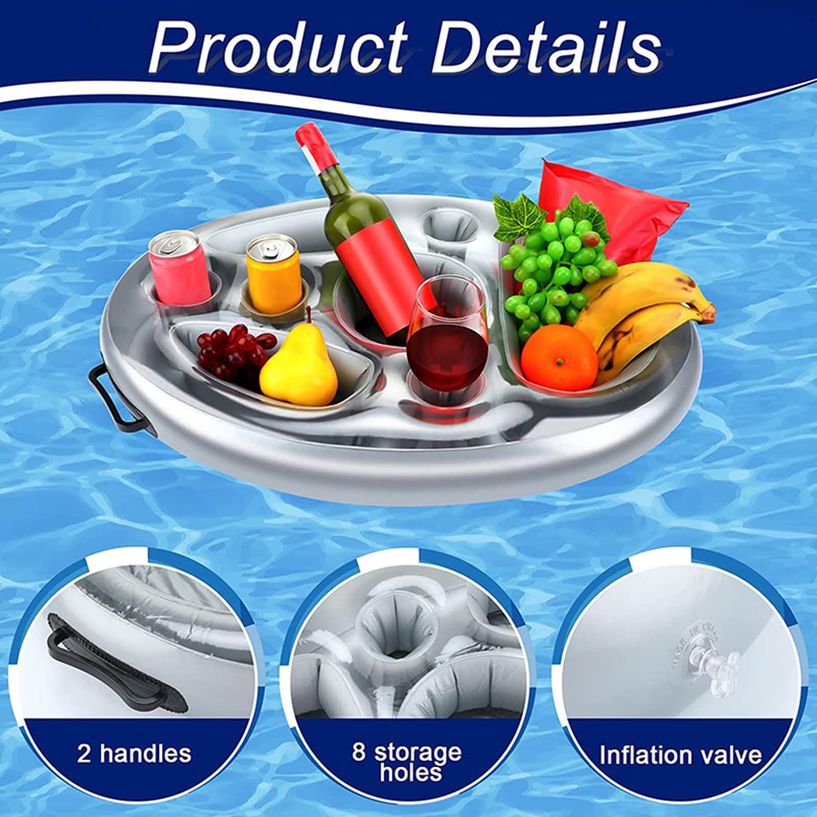 Porte-gobelet de piscine, porte-boissons gonflable, plateau flottant pour piscine, porte-bouteille flottant en PVC, porte-gobelet gonflable, adapté pour piscine d'été, fête à la plage