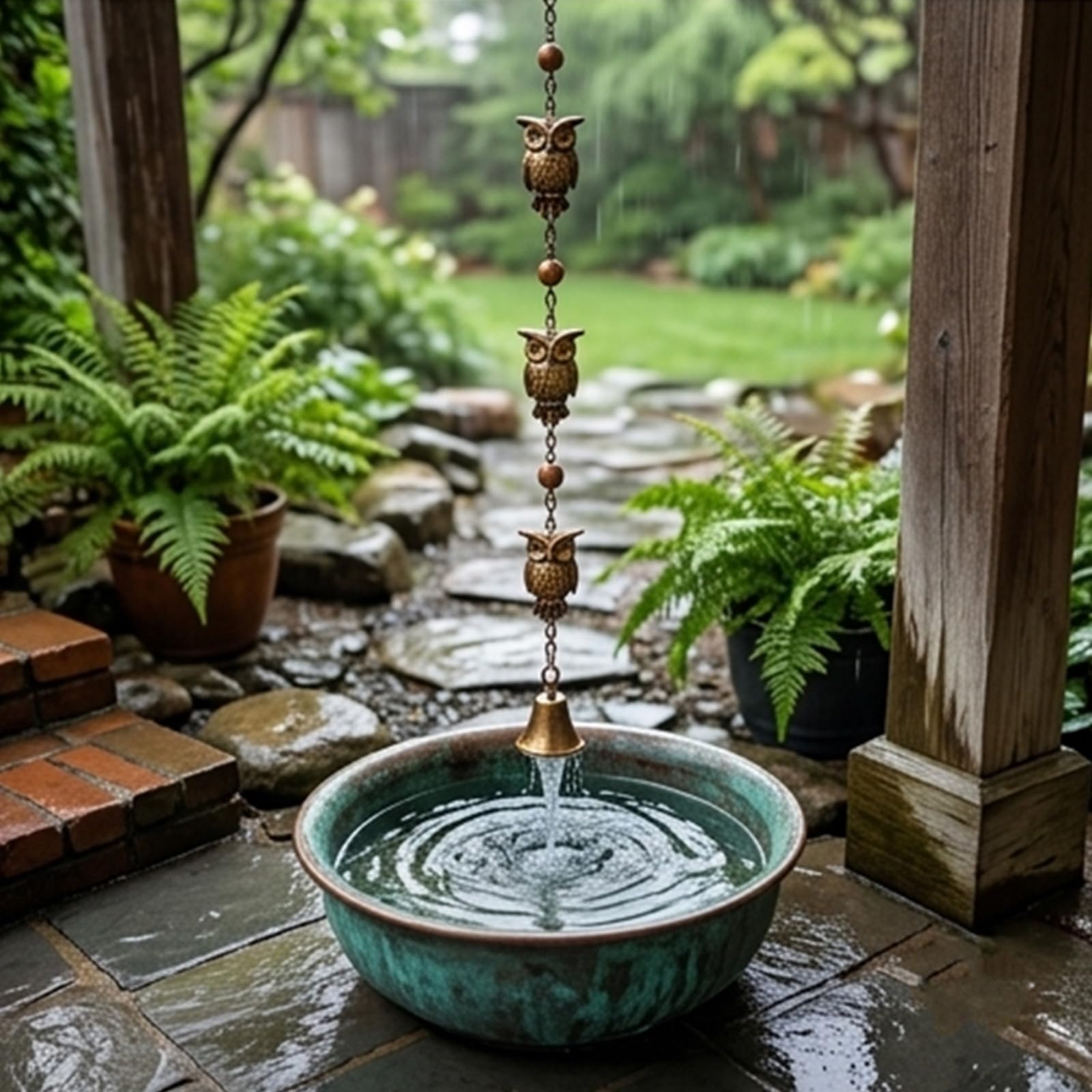 Catena per grondaia, Ricambio Funzionale per pluviali in Ferro, Catena per Raccolta ' Acqua piovana, Decorazione per Giardino Esterno, in Alluminio, Rettangolare