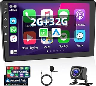 Double Din Android Car Stereo with Wireless Apple Carplay, 【2G 32G 】 9 Inch Touch Screen Car Radio 2 Din with GPS Navigation Bluetooth FM HiFi WiFi USB Backup Camera