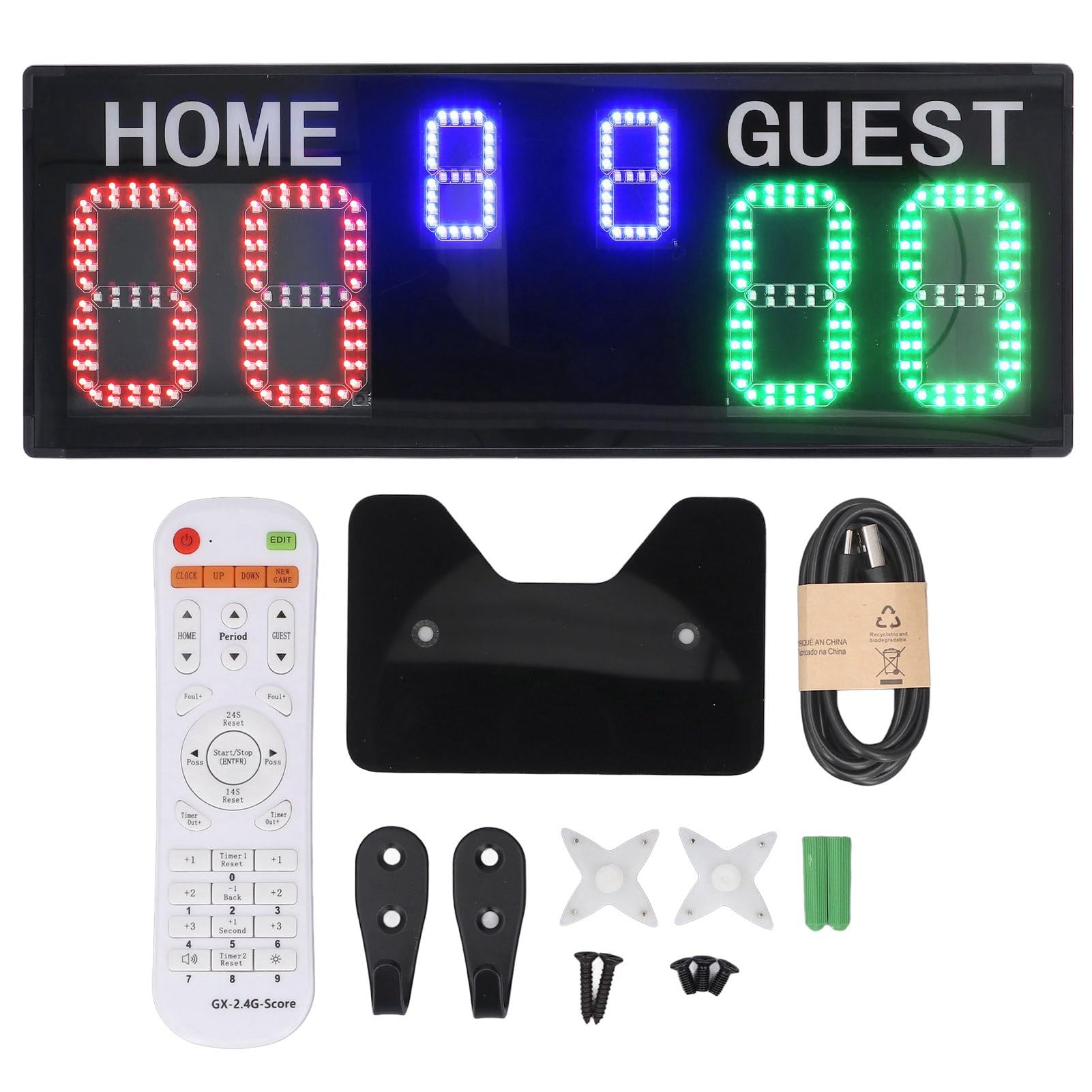 Tabellone Segnapunti Elettronico a LED, Display a LED Luminoso a 6 Cifre 1-99 Segnapunti Digitale con Telecomando, Tabellone Elettronico per Pallacanestro per Pallavolo, Basket, Calcio