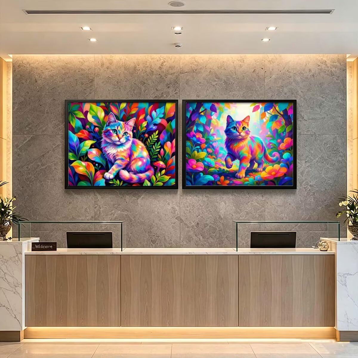Zestaw do malowania diamentami 5D dla dorosłych kot 2 sztuki 95 x 70 cm L