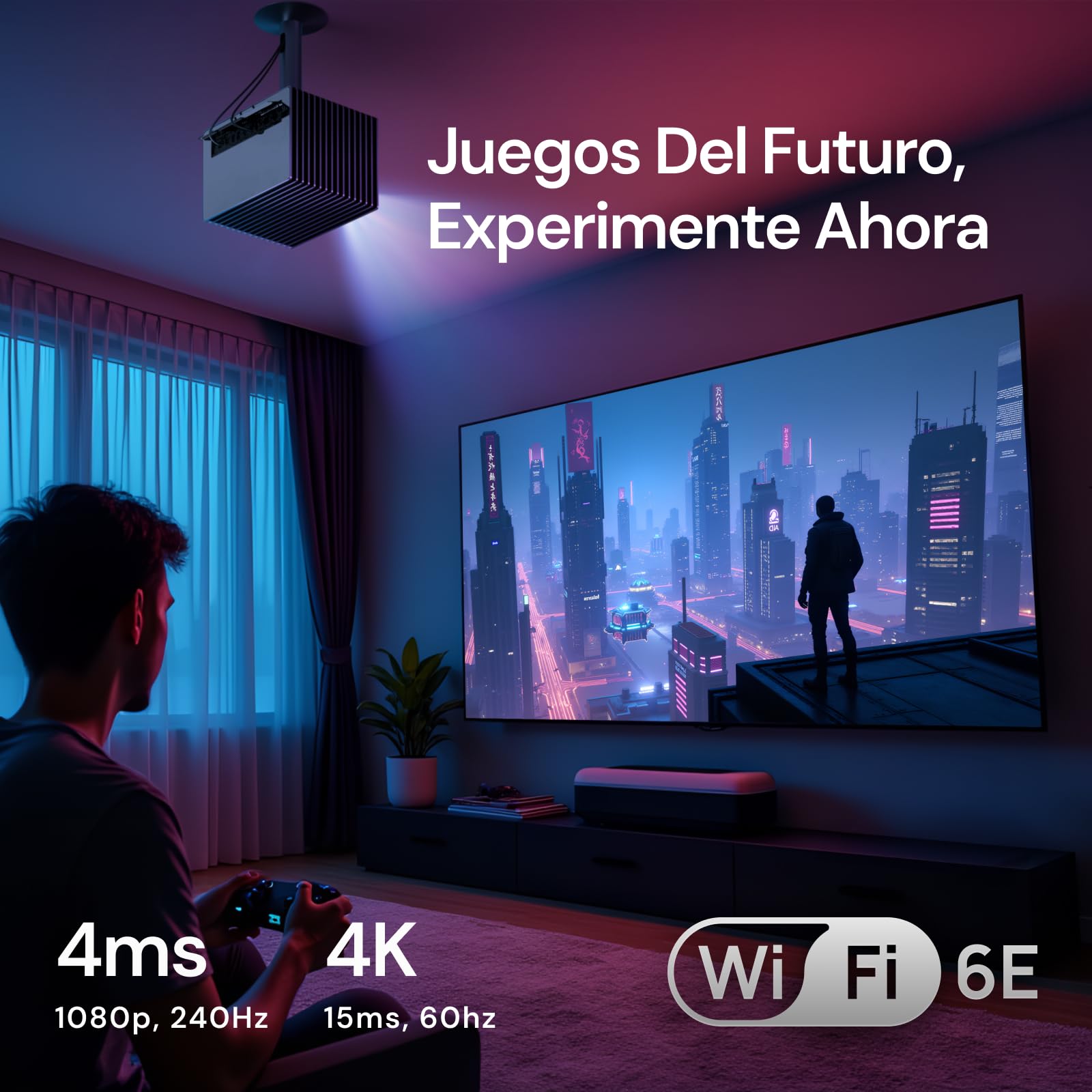 Valerion StreamMaster Plus2 - Proyector láser Triple, 2 Veces más rápido, 4 ms de Baja latencia, 4K UHD con IA, HDR10+, IMAX, Dolby Vision & Atmos, Compatible con Google Smart Home