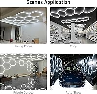 Vista 5 de Luces hexagonales de garaje, LED ultra brillantes de 6500 K, 156 W, 17280 lúmenes; luz hexagonal para luces de garaje LED, peluquería, taller