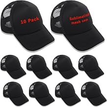 ORJ 10 Pack Unisex Sublimation Blank Mesh Baseball Cap Polyester Mesh Black Trucker Hat Bulk