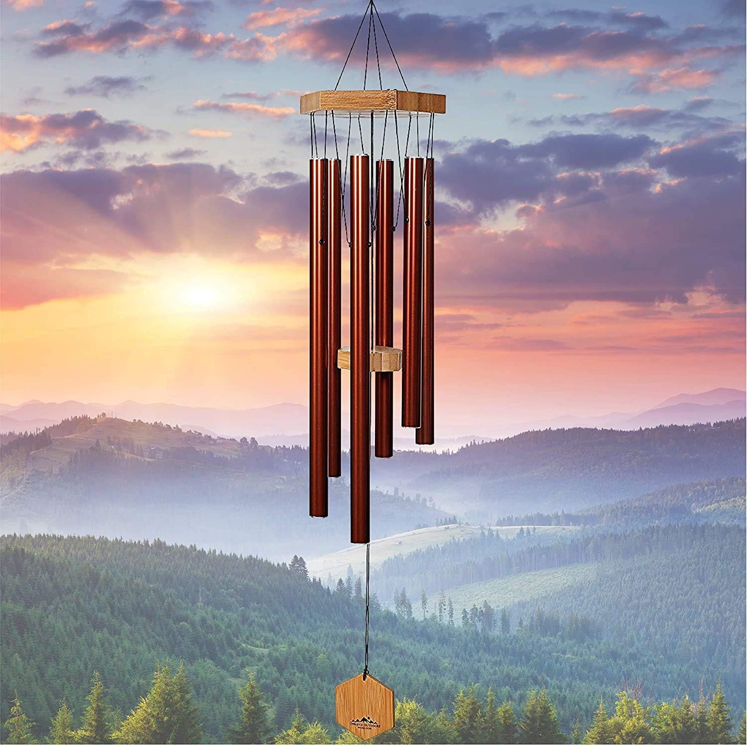 Bamboo and Copper-Red Aluminum Chime