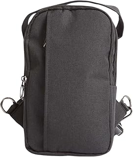 Premoda Men's Fancy Logo Embellished Canvas Sling Bag With Front Zipper, Black, One Size