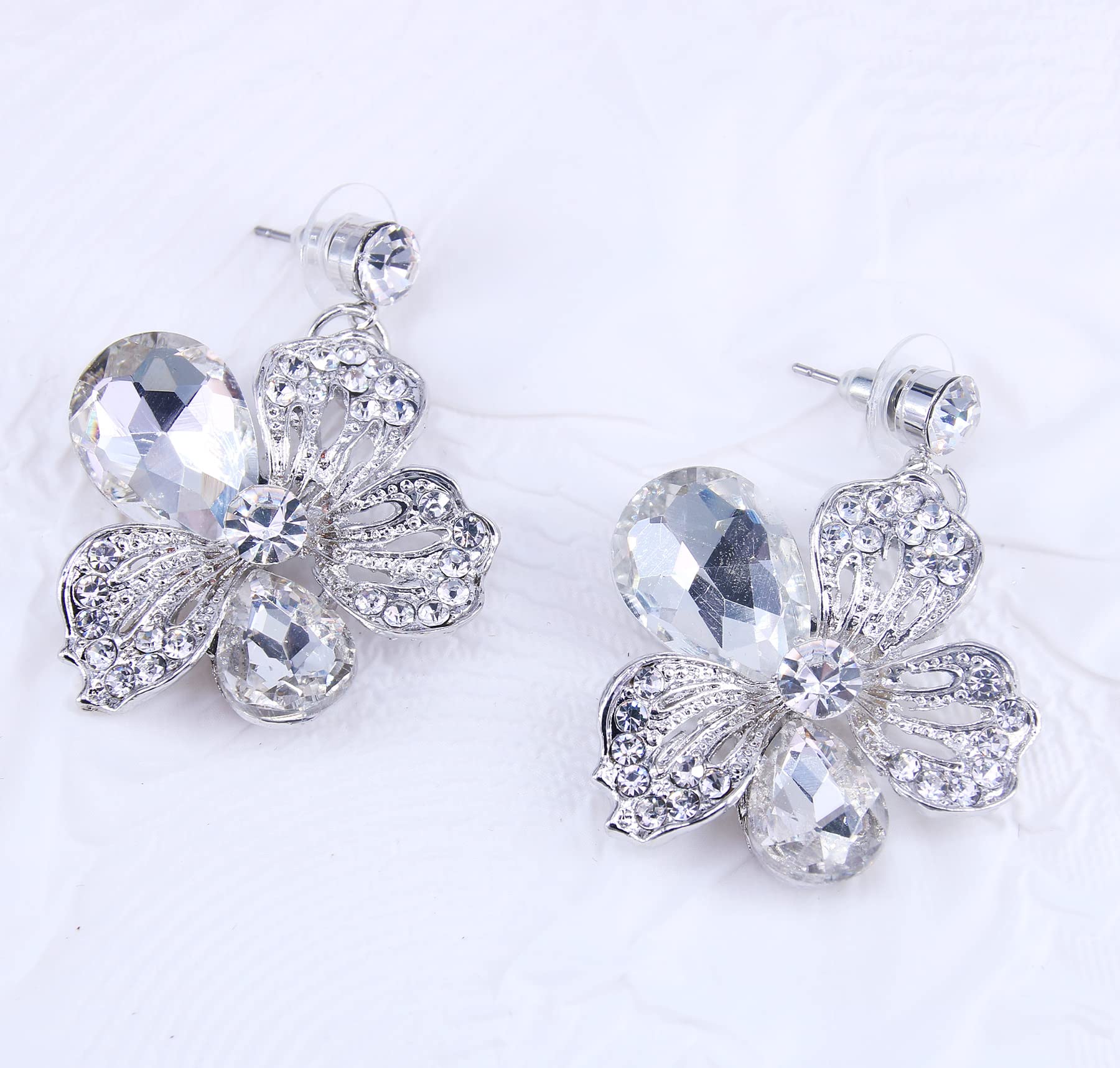 Juego de joyas para novia con diseño de rosas, para boda, collar y pendientes
