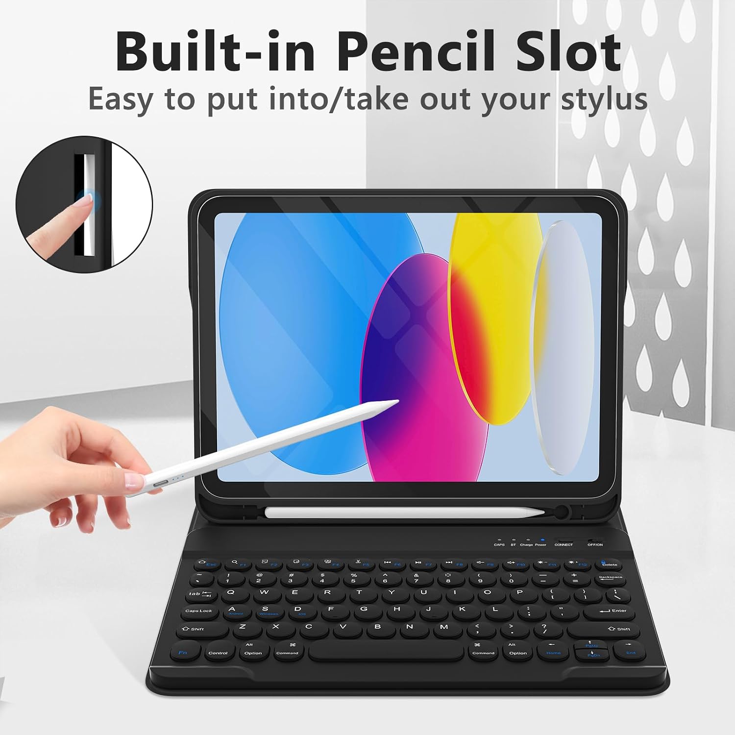 KBCASE Keyboard Case for iPad A16 11 inch 2025 / 10th Generation 10.9 inch 2022, Detachable Wireless Keyboard Cover with Pencil Holder for iPad 11/10th Gen (Black)