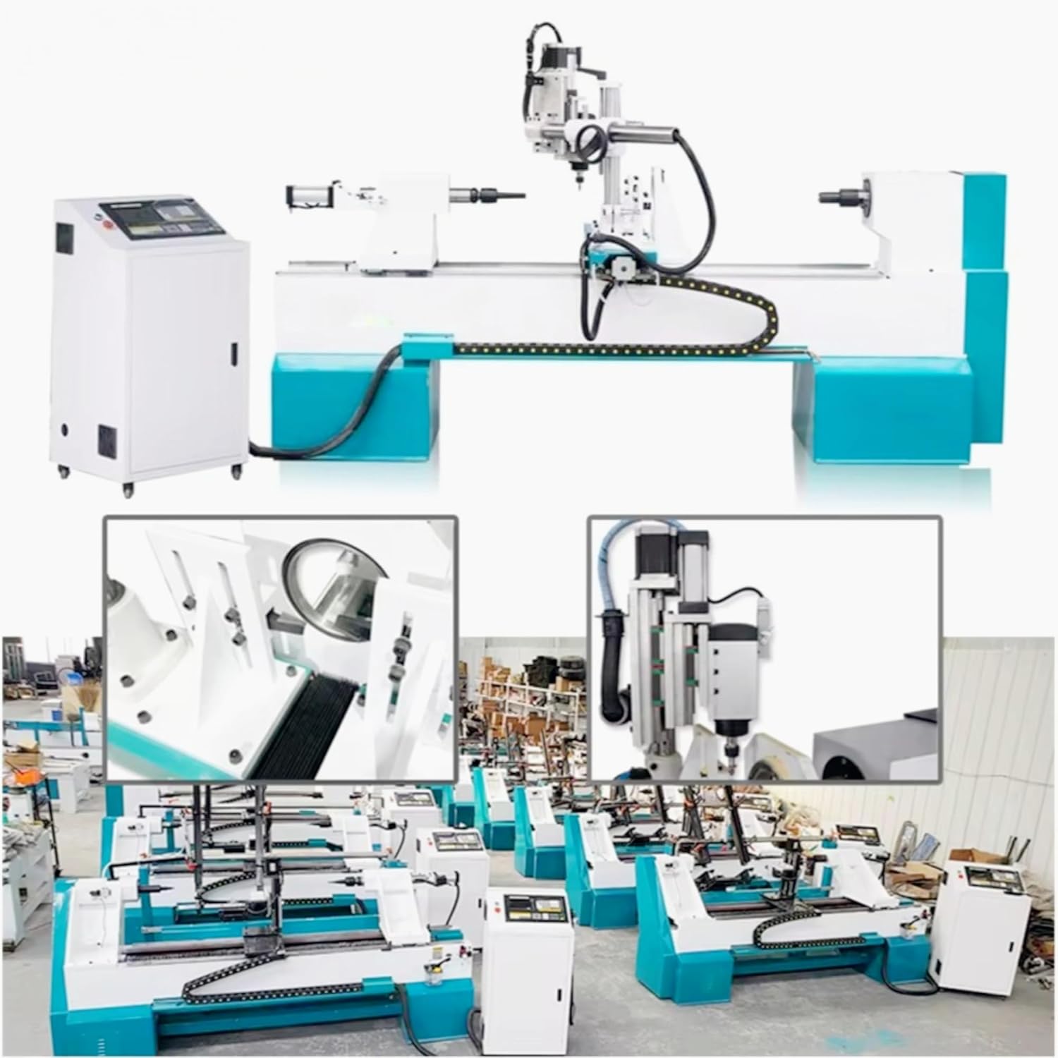 Engraving CNC Wood Lathe Machine Automatic Wood Turning Lathe for Table Legs Columns Milling Carving Industrial Woodworking Lathe Heavy Duty