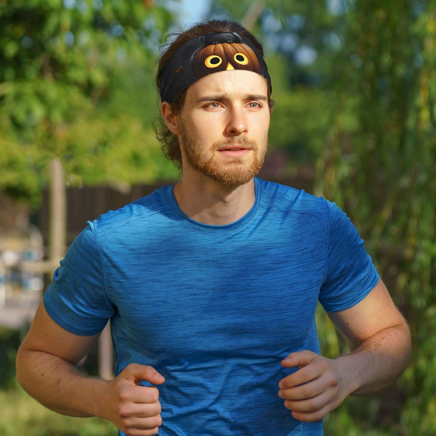 Halloween Owl Ghost Pumpkin 1 Print Wide-Brimmed Fashionable Elastic Exercise Headband for Running and Workouts