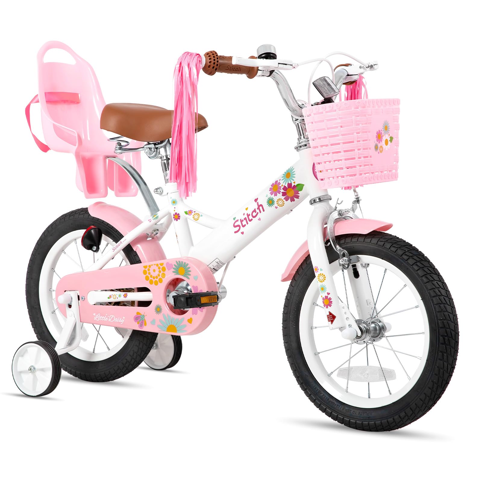 JOYSTAR Kids Bike for 2-7 Years Girls Boys w/o Dual Handbrake 12 14 16 Inch Princess Girls Bike with Training Wheels Doll Seat Streamers Boys Bikes