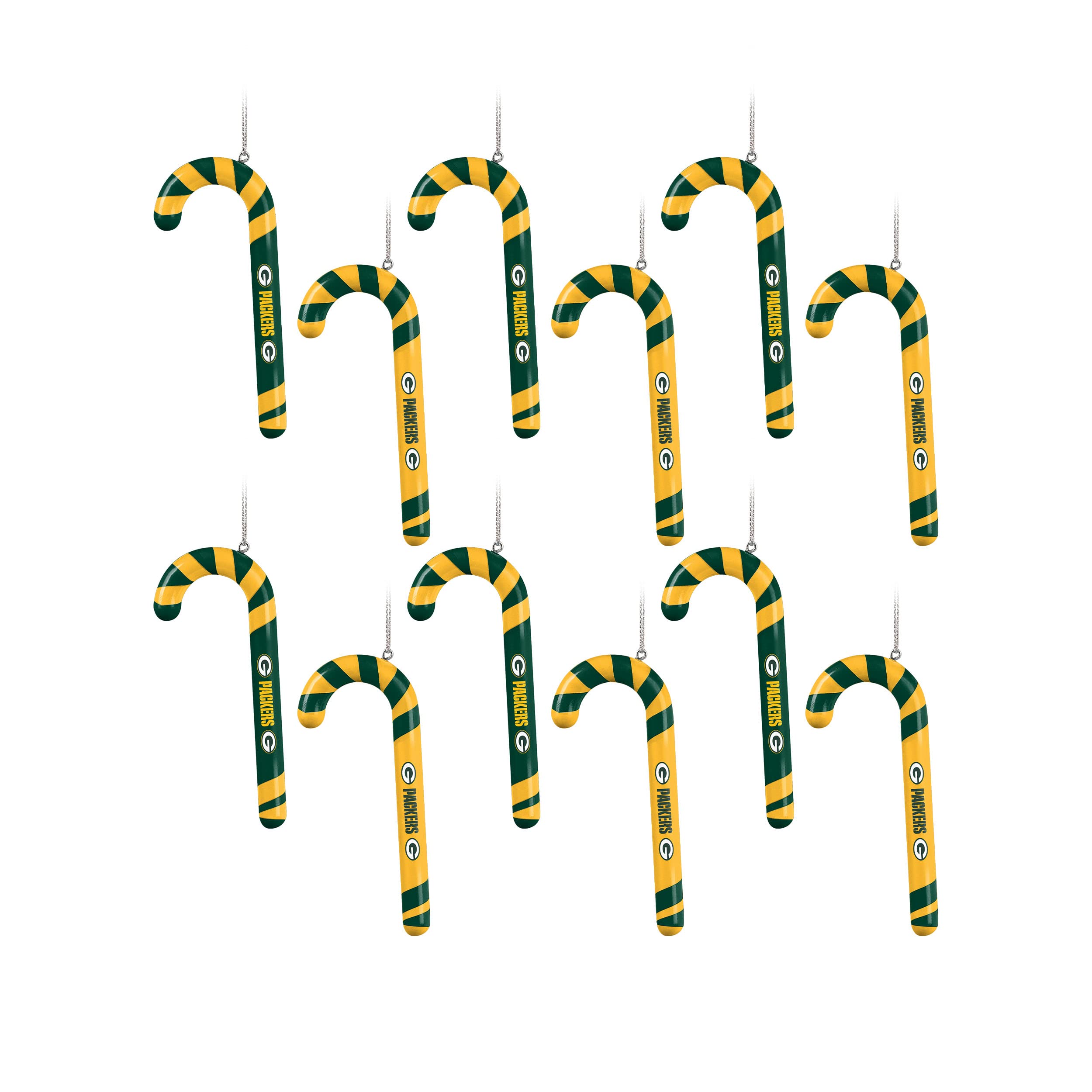 FOCO Green Bay Packers NFL Zuckerstangen-Ornament-Set, 12 Stück