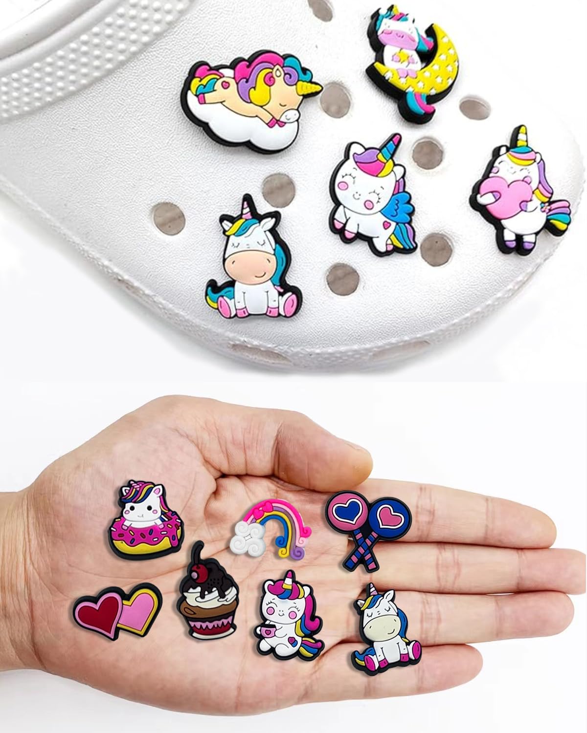 Adornos para Zapatos Unicornio Pack 25 Pins Decorativos para Crocs Zuecos