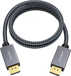 IVANKY Cabo DisplayPort 3FT/1M, cabo DP curto para DP, [4K @60Hz, 2K @165Hz, 2K @144Hz] Cabo DisplayPort de alta velocidade para DisplayPor1.2, compatível com monitor de jogos, placa gráfica, PC