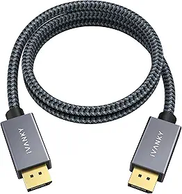 IVANKY Cabo DisplayPort 3FT/1M, cabo DP curto para DP, [4K @60Hz, 2K @165Hz, 2K @144Hz] Cabo DisplayPort de alta velocidade para DisplayPor1.2, compatível com monitor de jogos, placa gráfica, PC