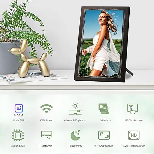 Miniatura 5 de Marco de fotos digital WiFi de 15.6 pulgadas, marco de fotos digital de 32 GB, pantalla táctil IPS HD de 1920 x 1080, para mesa y montaje en la