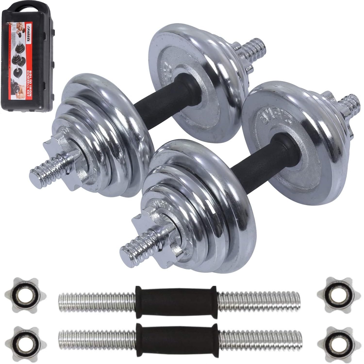 Fitness World Fitness world adjustable training dumbbell 15 kg - fw123, silver silver 2020