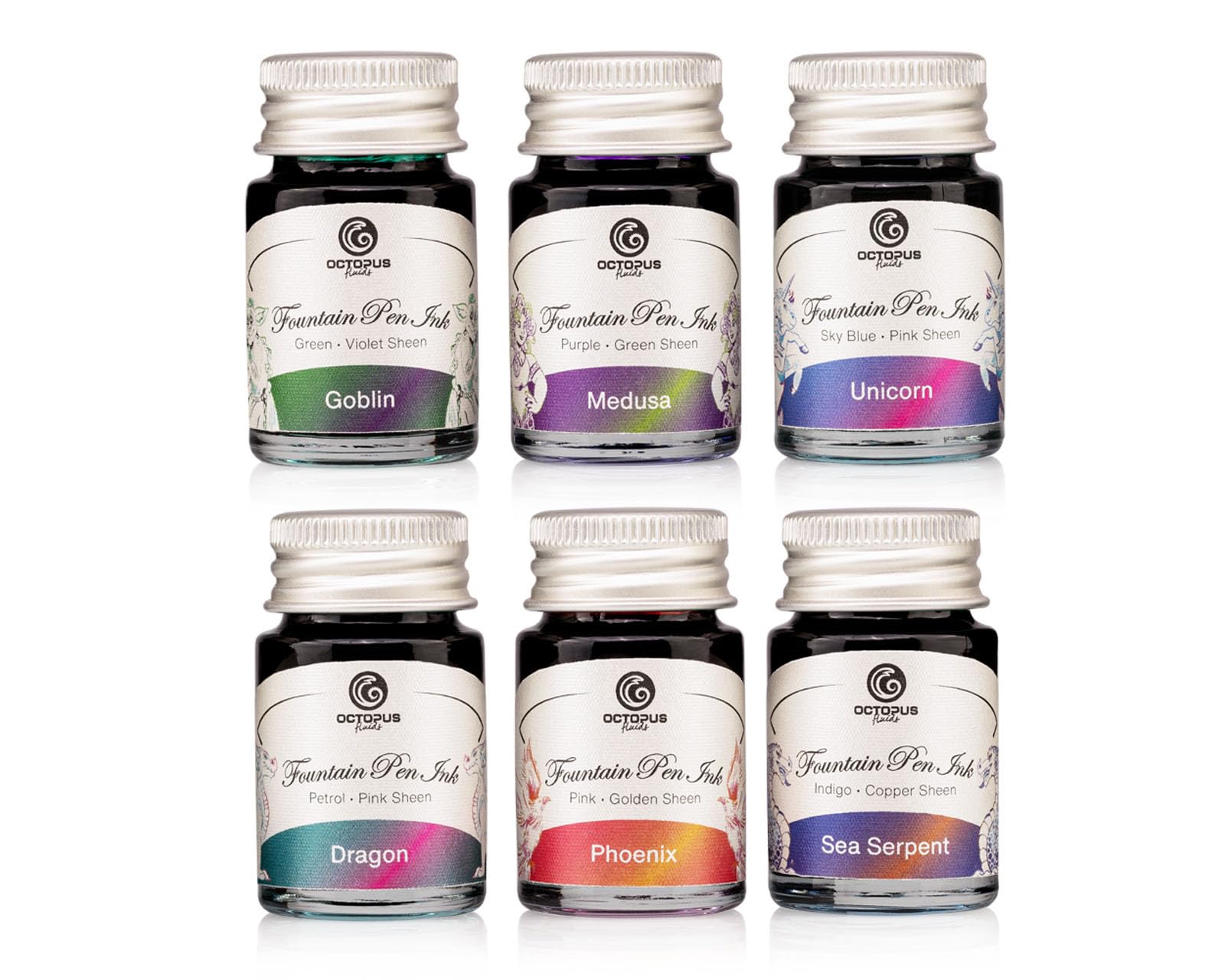 Sheen Ink Lot de 6 flacons d'encre bicolore pour stylo plume 10 ml
