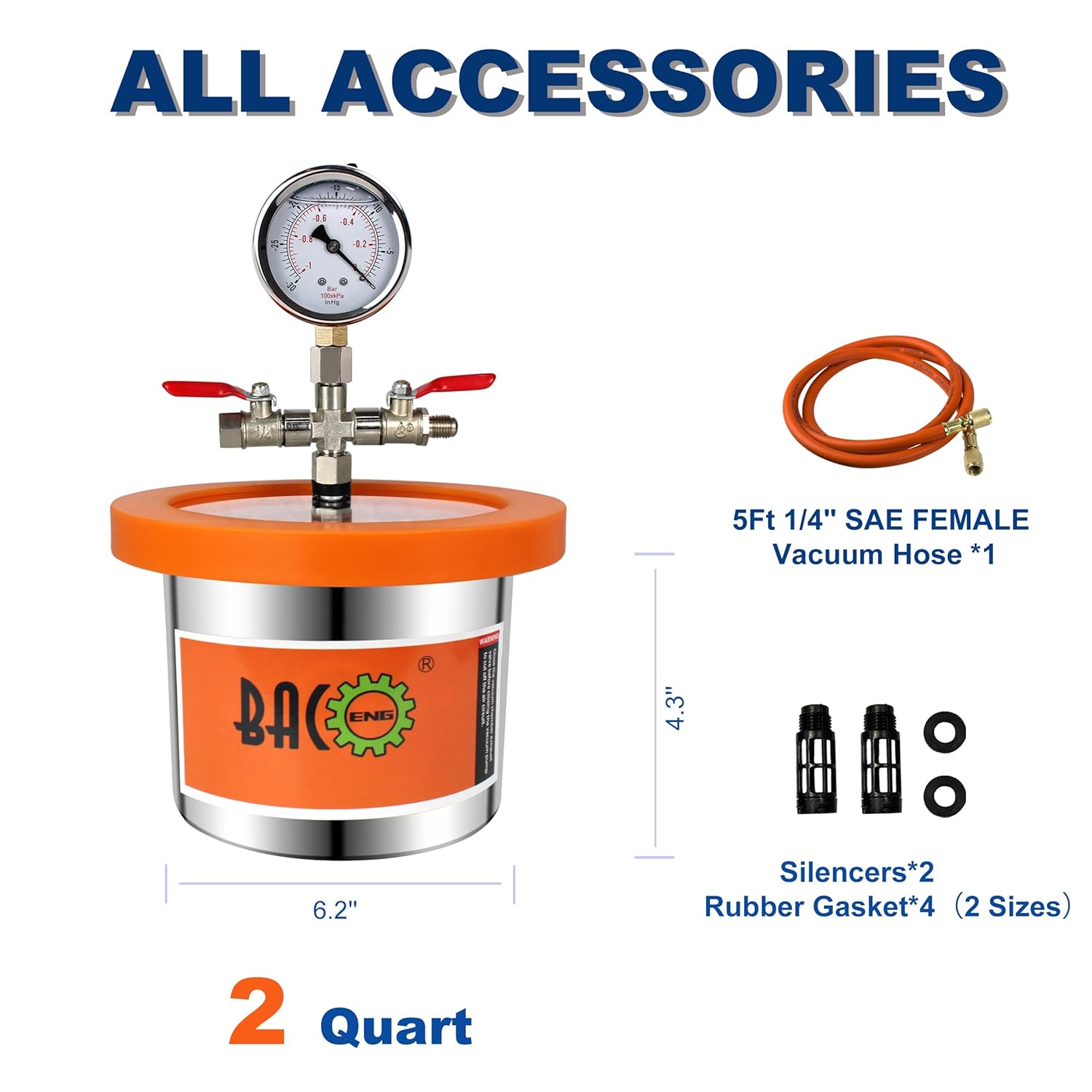 BACOENG 2 Quart Vacuum Chamber with Pump