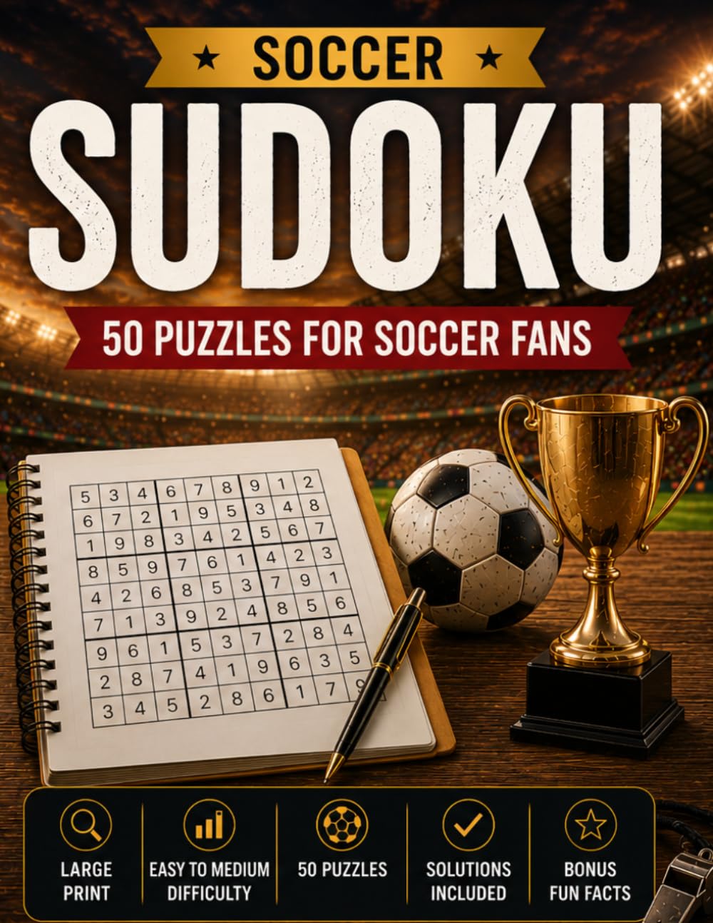 World Soccer Sudoku: 50 Large Print Sudoku Puzzles Plus Fascinating Facts About Global Soccer Culture, Historic Moments, and Legendary Teams (World Soccer Sudoku Collection)